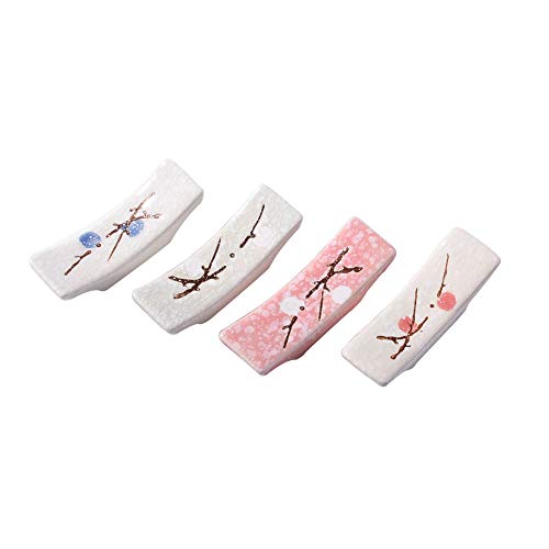 Japanese Style set of 4pcs Ceramic Chopstick Stand Rest Rack Spoon Fork Knife Holder Set