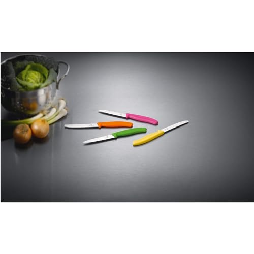 Conjunto com 2 facas Victorinox Swiss Classic com ponta arredondada e lâmina serrilhada, cabo Preto,