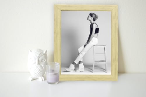 Image of Table stand Photo Frame set of 2 A5 6x8 inch flexiable Glass (acrylic) & synthetic wood customized for Home, Living Room, Study Room & Office Decor wall hanging / tabletop best for gift purposenatural wooden color