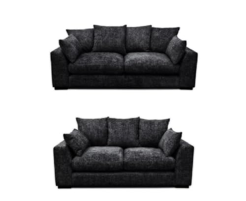 Image of Cheswick 3 + 2 Seater Fabric Sofa Set, Black (3+2)