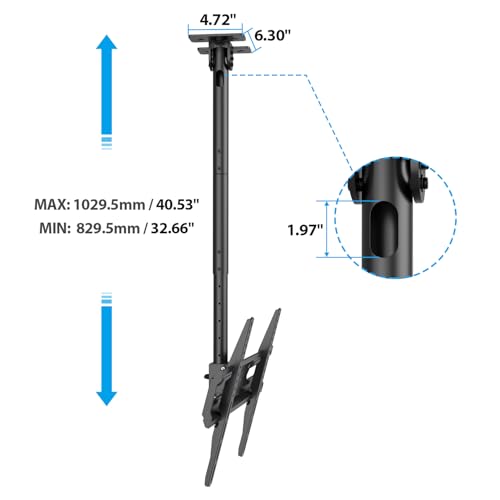 USX STAR Ceiling TV Mount for 26-65 inch Flat Screen Displays, Adjustable Ceiling TV Bracket Fits Most LCD LED OLED TVs, 14.96Inch Single Extended Mounting Pole, Holds up to 110lbs, Max VESA 400x400mm by USX STAR - Used condition - Image 8