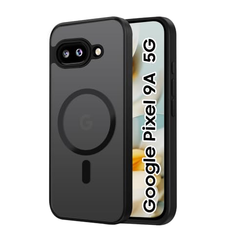 Image of CEDO Magnetic Cover for Google Pixel 9a (5G) | Compatible with MagSafe Wireless Charging | Matte Black Case Designed with Magnetic Lock Shockproof Edge Protection Backcover (Translucent Black)