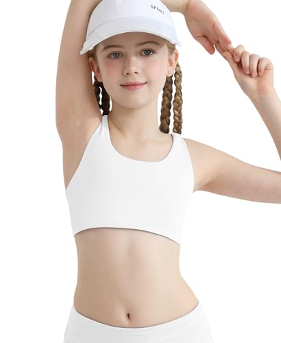 Girls Sports Bra 8-10 Racerback Training Bras for Girls Scoop Neck for Teens Kids Yoga Sports Dance Crop Top