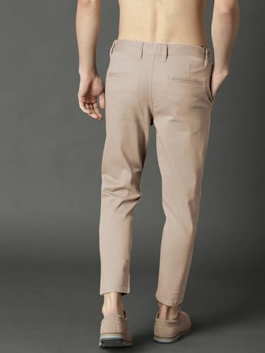 Image of Men's Slim Fit Cotton Blend Trousers - Stretchable Casual & Office Wear