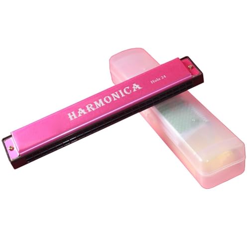 HYLQZAT Armonica per Adulti Armonica A Bocca A 24 Fori in Do per Principianti per Esercitarsi A Suonare(Pink)