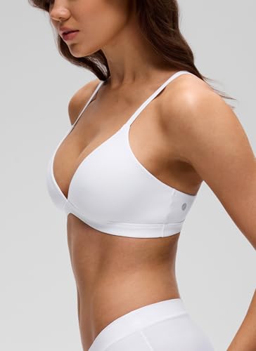 Image of CRZ YOGA Softhold Double Lined Triangle Bralette - Womens Adjustable Straps Wireless Cami Plunge T-Shirt Everyday Bra Comfy