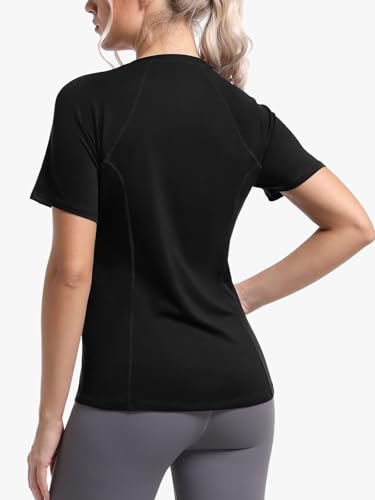 Image of Womens Long Sleeve Compression Shirts Sun Protection Workout Underscrubs | UPF 50+ breathable UV SPF rash guard, Moisture wicking dry fit cooling undershirt, Snug stretch tops for gym & daily wear