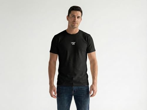 Image of Unisex Cotton T-Shirt | Black Color Screen Puff Print T-Shirt | Crew Neck | Single Jersy Fabric | 180 GSM | No Harm Long Lasting Colour Dyes | for Men and Women