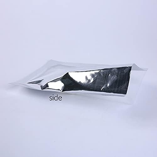 100 Pieces 12x17cm (4.7x6.7inch) Clear front Silver Mylar Foil Bags, Open Top Vacuum Heat Seal Foil Bags, Food Storage Pouches| Sample Bags for snacks