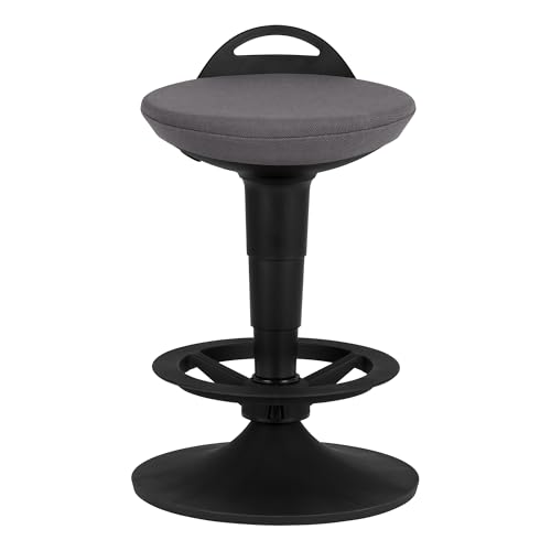 Image of Adjustable-Height Padded Lab Stool - Dark Grey