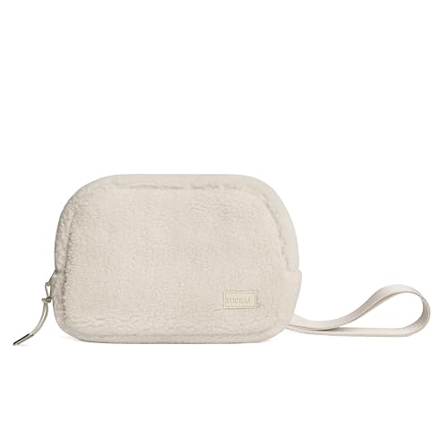 Vooray Quinn Belt Bag for Women - Compact 2L Crossbody Bag with Adjustable Strap Use as Travel Purse Small Fanny Pack Everyday Mini Tote for Gym Hiking Festivals Dog Walking (Cream Sherpa)