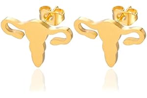 Show Uterus Jewelry Feminist Uterus Stud Earrings Hypoallergenic 14K Gold Plating Uterus...