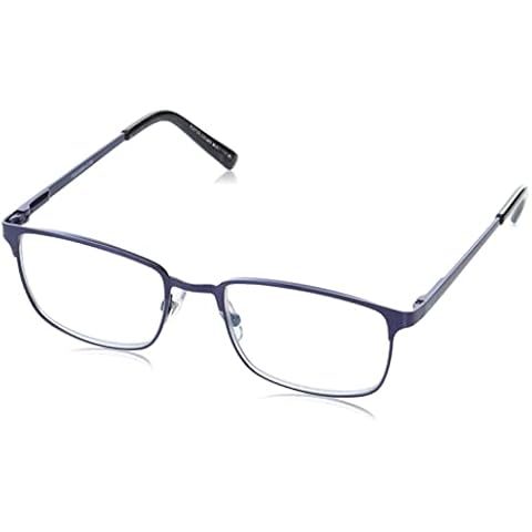 Foster Grant Men's Braydon Multifocus Rectangular Reading Glasses, Matte Navy Blue/Transparent, 54 mm + 2.5 Cover
