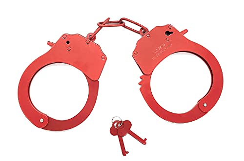 JASINCESS Toy handcuffs Toy Metal Handcuffs with Keys Police Costume Prop Accessories Party Supplies (Red)