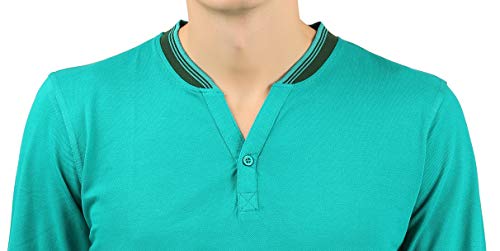 Image of zebu Men's Full Sleeve Cotton Henley Neck Tshirt with bio wash (Pack of 1).