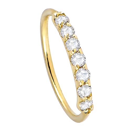 0.07ct Diamond Nose Hoop, Solid 14K Yellow Gold Nose Ring,