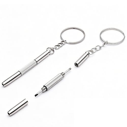 2-Piece Mini Screwdriver Set for Eyeglasses & Watches Compact Multifunctional Repair Tool with Keychain for Sunglasses and Timepiece Adjustments
