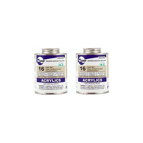 SCIGRIP 16 Acrylic Cement, Low-VOC, Medium Bodied, 1 Pint Can with Screw-on Cap, Clear (2-(Pack)) Cover