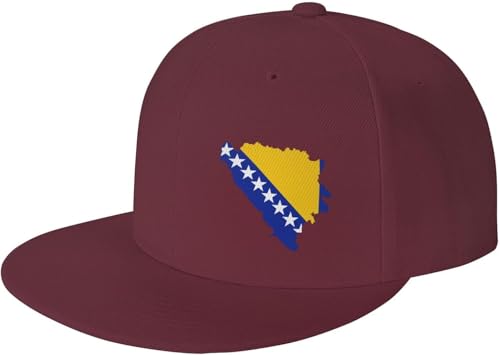 Flag-Map of Bosnia and Herzegovina Adjustable Outdoor Baseball Hat Flat Hat