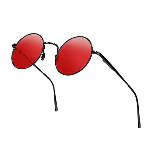 Image of Retro Round Sunglasses Small Colored Lens Hippie Glasses
