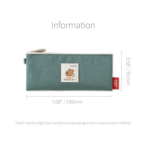 Image of Monolike Happy and Lucky Daily pen case, Mint - Slim Water-Resistant Nylon Pen Pouch, Aesthetic Vivid Stationery Organizer for Office