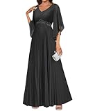 BRIGOW Vestido de encaje para madre de la novia, vestido de fiesta de boda, vestido de cóctel de gasa, talla grande, Negro, 44