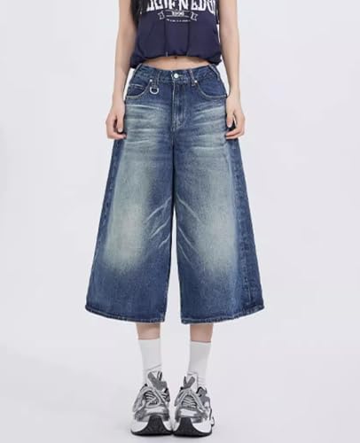 Baggy Wide Leg Cropped Jeans for Women Men Low Waist Jorts Y2k Casual Denim Pants Grunge Summer Clothes.2