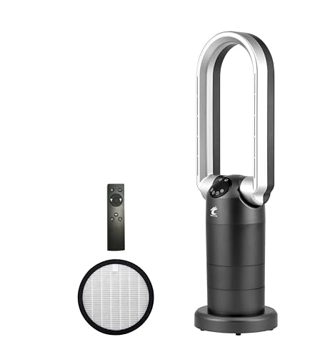 Ocean Loong Bladeless Tower Fan with Air Purifier - Oscillation & Tilt Head - Quiet Cooling Fan for...