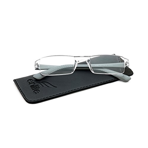 Image of Enlite(Model 001) Reading Glasses | One Piece Transparent Front | Scratch Resistance Coated | Available with attractive Case | Ideal for Near Vision | Power Range + 1.00D to +4.00D (0.50 step) | Available in Gold & Silver colour