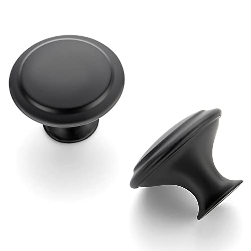 Ravinte 20 Pack Matte Black Kitchen Cabinet Knobs 1-1/6 Inch Round Drawer Pulls Flat Black Stainless Steel Drawer Handles Door Hardware for Dresser Cabinets by Ravinte - Image 6
