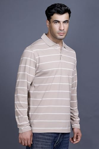 Image of SANE ORIGINALS Full Sleeves Polo Collar Tshirt for Men with Pocket || Stripe Collar and Pocket Tshirt for Men Long Sleeves Navy Blue