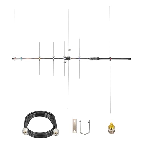 Dual Band Yagi Antenna for Ham Radio 2m 70cm VHF UHF, High Gain 8 Elements Outdoor Base Antenna with 32ft Cable for Repeater System & Mobile Radio