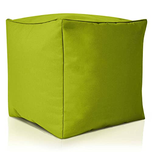Green Bean Sitzsack-Hocker 40x40x40cm mit EPS-Perlen Füllung - Fußhocker Fußkissen Sitz-Pouf für Sitzsäcke - Bodenkissen für Kinder und Erwachsene - Fußablage Sitzkissen Sitzhocker Grün