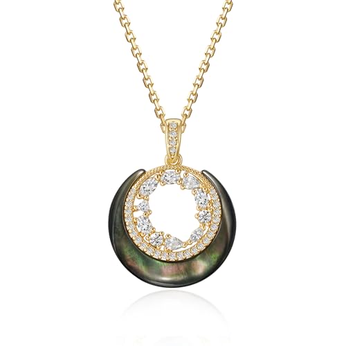 Fettero Dainty Necklaces for Women - 14K Gold Plated Delicate Moon Crescent Pendant Necklace Charm Gold Necklace Jewelry for Women