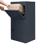 Panana Lockable Parcel Box Front Door Top Flip for Secure Internet Deliveries - Wall Mounted/floor Standing Gate Fence Mounting, Large Size, Dark Grey, Large