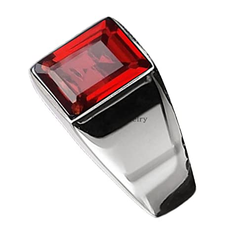 Bague janvier en argent 925 homme et chevalière avec grenade naturelle