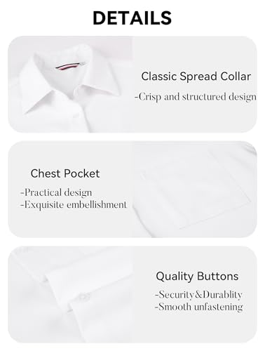 Esabel.C Womens Oversized Button Down Shirts Long Sleeve Dress Shirts Wrinkle Free Solid Blouses Tops with Pockets4