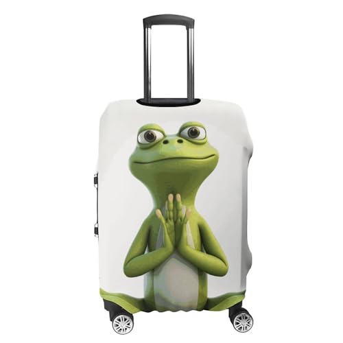 The Funny Frog Doing Yoga Luggage Cover, Washable Elastic Suitcase Cover Protector Fit 18-32 Inch Luggage4