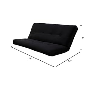 Kodiak furniture 75 traditional full size suede fabric futon mattress with coil hinged innerspring unit foam construction tufted cover in black finish frame not included  urban country home decor