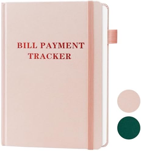 Bill Organizer with Pockets - Bill Paying Organizer with Pockets 2025, Monthly Bill Payment Checklist with 2280 Billing Records, Bill Tracker Notebook for Expenses and Money Savings, Pink