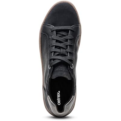 Aetrex Womens Michaela Orthopedic Lace Up Sneakers Arch Support Shoes for Women with Removable Insole Comfortable Faux Leather Everyday Walking Sneakers for Women
