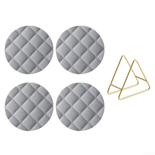 Bulevisiter Elegantes manteles individuales redondos de silicona juego de 4 antideslizantes para entornos de comedor contemporáneos (azul y gris 16 cm)