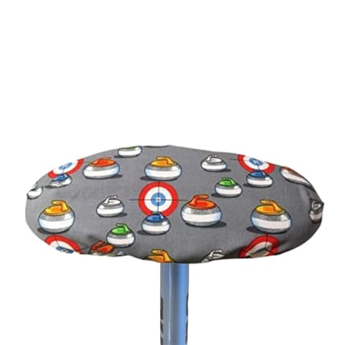 Handmade Curling Broom Cover Grey with curling stones Unique gift!