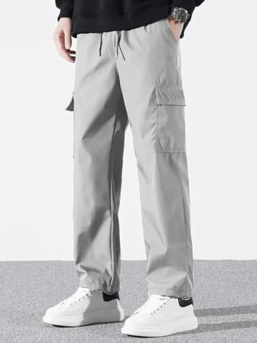Image of Cargo Pants for Men | Cotton Cargo Trousers|Cargo for Men |Cotton Cargo Pant |Drawstring Waist Pant Multi Pocket Utility Wear