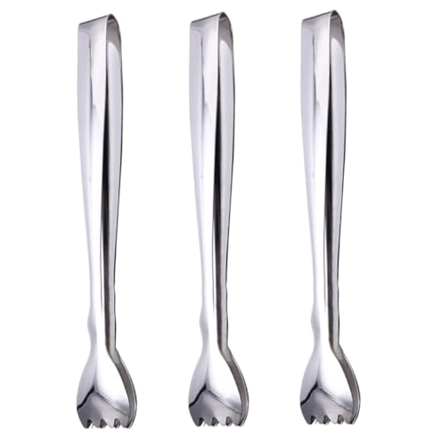 MAGICLULU 3pcs Stainless Steel Ice Cube Tongs and Food Clamp Set, Multi-Purpose Kitchen Cooking Tongs for Serving Coffee, Tea, Bar and Restaurant