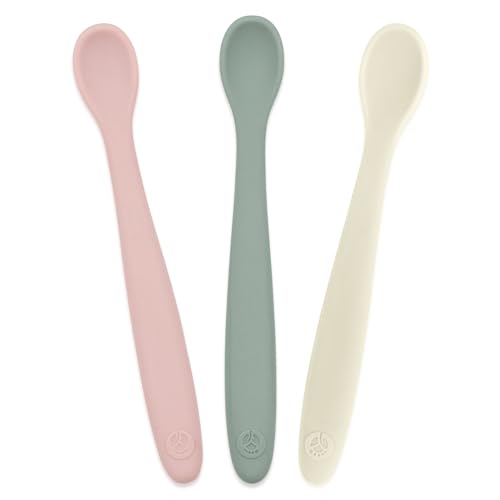 Image of WeeSprout Silicone Baby Spoons - First Stage Infant Feeding Utensils With Soft-Tip, Bendable Kitchenware for Parent & Self-Feeding, Ultra-Durable, Dishwasher Safe, Travel Case, Set of 3