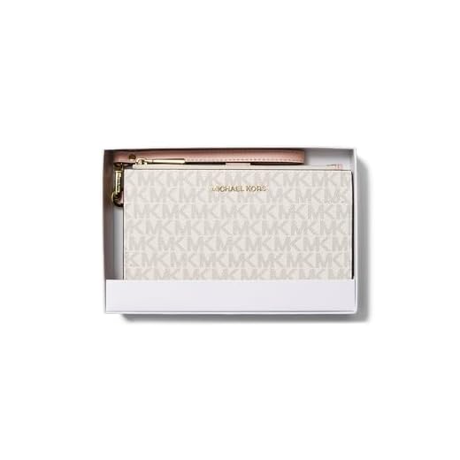 Michael Kors Jet Set Double Zip Wristlet, Gold-Tone Hardware/Vanilla/Soft Pink