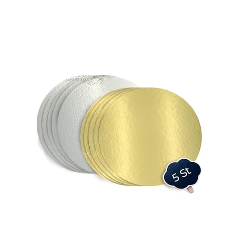 KITCHENDREAM Cake Board Set, Tortenunterlage, Gold und Silber, 3 mm dicke Pappe, zum Servieren… – Ansicht 1