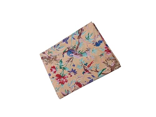Image of Doraya Pure Cotton Dress Making Fabric Sanganeri Print Jaipuri Hand Block Printed Unstitched Dress Material for Women Blouse /Plazzo,Kurti /Lehenga Piece Womens 43 inch Inches Width (Peach 1, 3 Meter)
