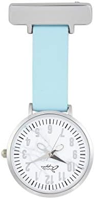 Annie Apple Designer Baby Blue Leather Strap with Silver Scissor Hands Nurse Nurses Hairdresser Beautician fob Pocket Watch AA45